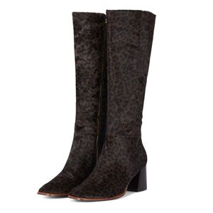 OFF 59% Women's Leather Chocolate Leopard Knee High ... NeverFullyDressed
