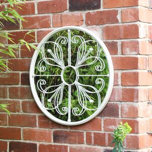 OFF 18% Round Metal Vintage Cream Mirror 60cm ... Melody Maison
