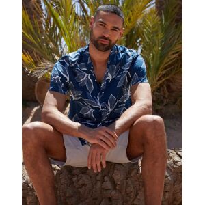 OFF 32% Threadbare Men's Navy Leaf Print Short Sleeve Shirt - XL ... Threadbare.