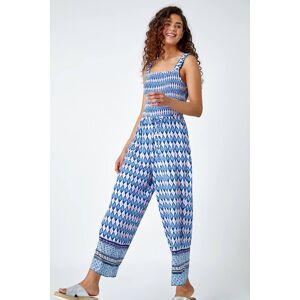 OFF 26% Roman Geometric Print Wide Leg Stretch ... Roman